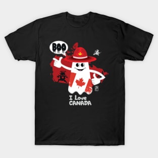 BOO GHOST with Canadian flag "I love Canada" - cute Halloween T-Shirt